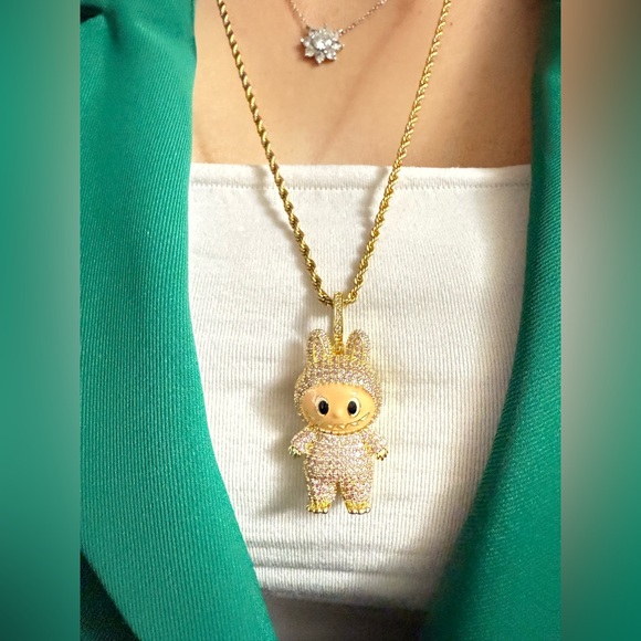 Gold chain Labubu Necklace Pendant 24” - Picture 4 of 10